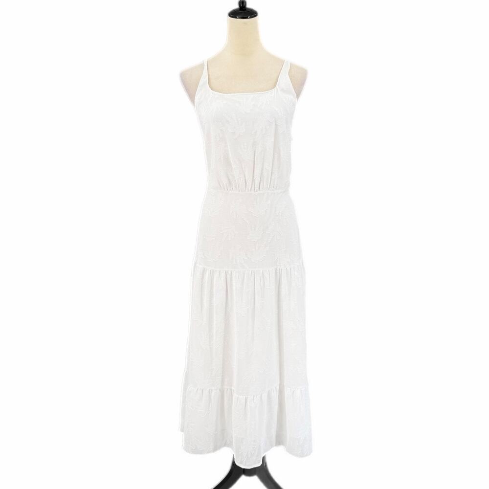 Sam Edelman White Floral Tiered Feminine Simple Versatile Bridal Chic Midi Dress